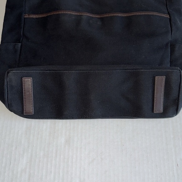 Levenger Black Canvas Tote With Brown Leather Trim - Picture 12 of 12